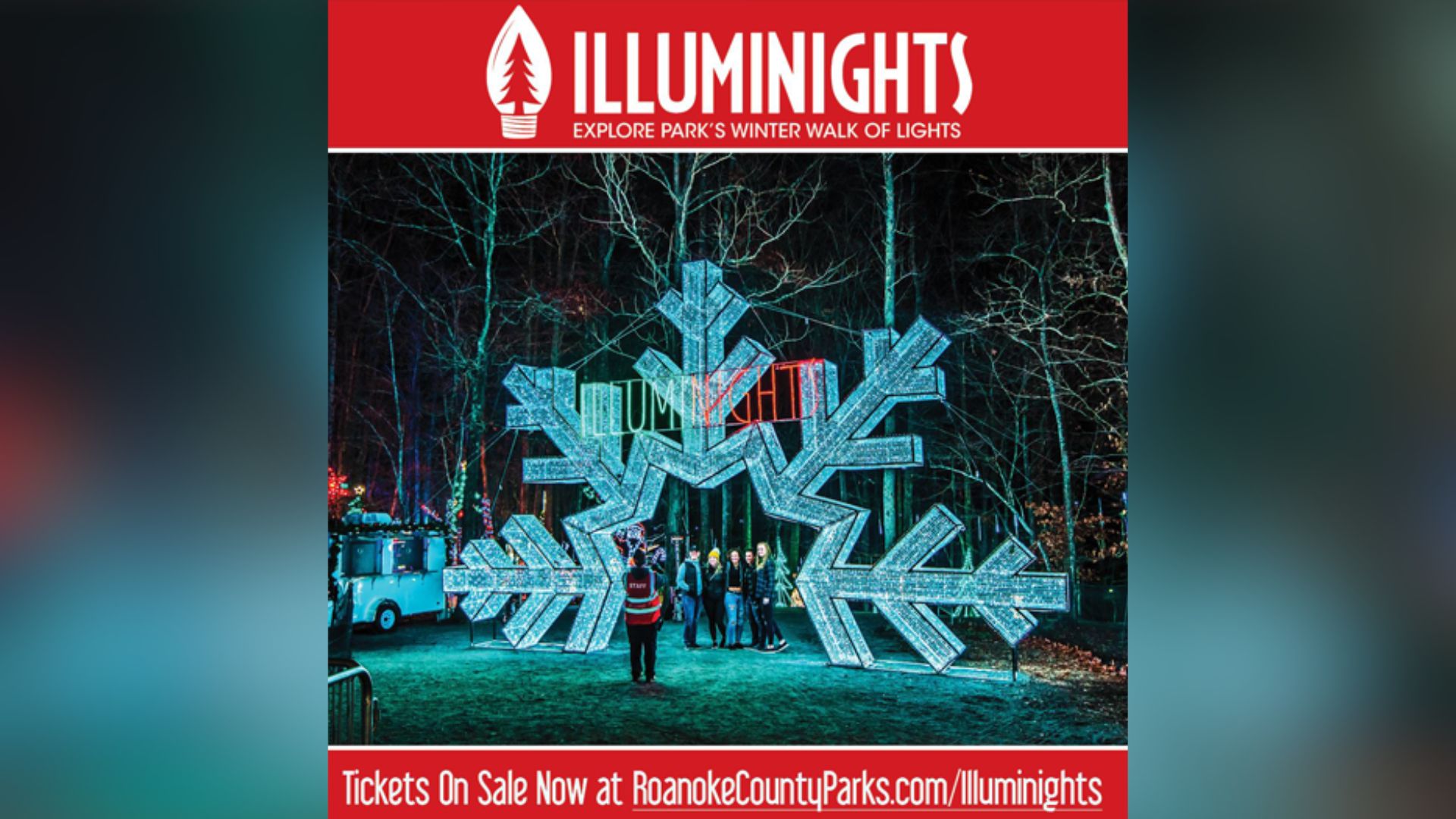 From November 23 through December 30, Roanoke County and Center in the Square will host Illuminights Winter Walk of Lights at Explore Park