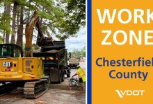 Hampton Park Boulevard will temporarily close for stormwater drainage and sidewalk improvements in Chesterfield County